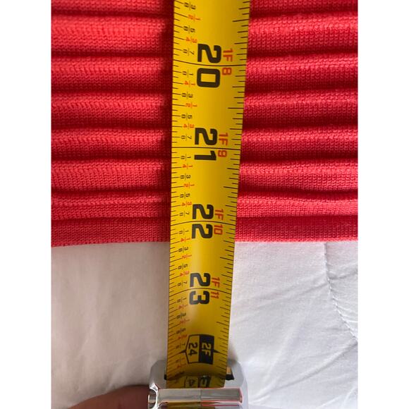 Cache Red Coral Ribbed Jacket M Wool Blend Zip Mod Retro Career Bold Minimalist - Picture 7 of 7